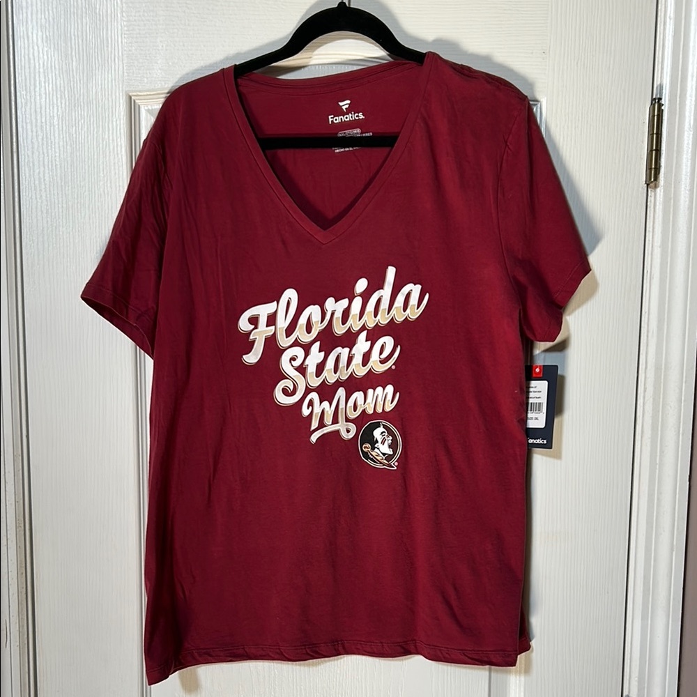 Fanatics Maroon Florida State Mom V-Neck T-Shirt NWT 2XL